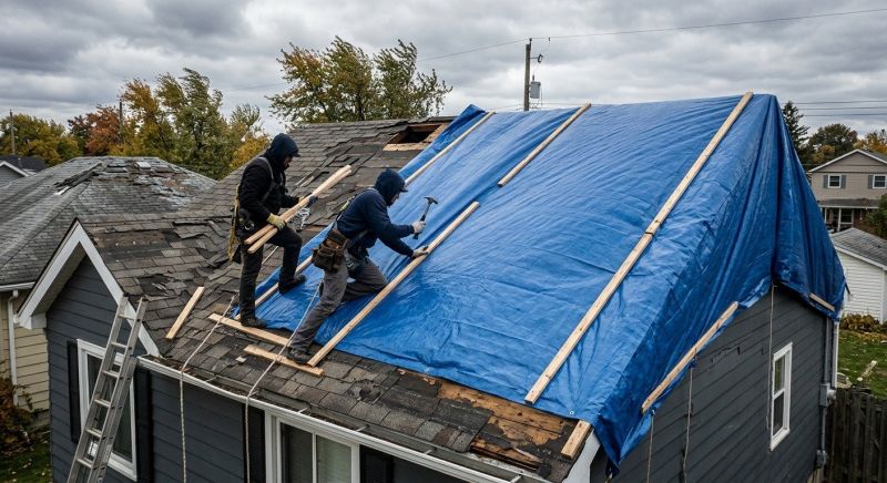 Storm Damage Roof Tarping in Grove City, PA
